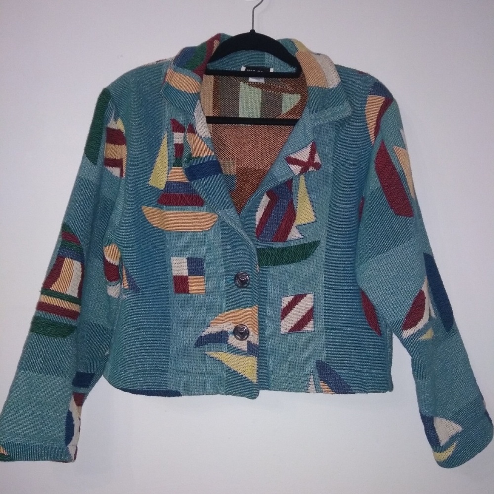 Vintage Paco Solér wearable art sailboat Jacket